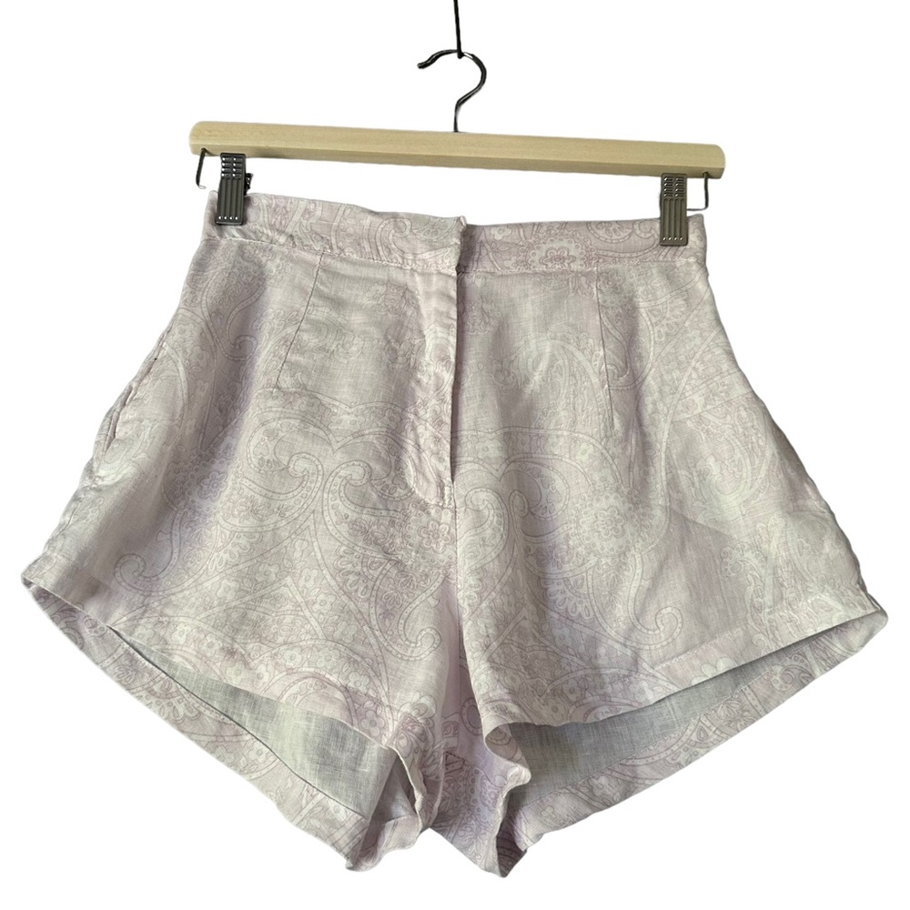 Revolve | S/W/F |‎ Lavender Paisley Linen High Rise Shorts Size S